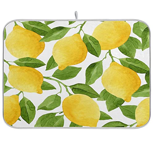 Lemon Fruit Tree Leaves Dish Drying Mat Quick Dry Large Dish Mat Absorbent Drying Kitchen Mat Durable Microfiber 16x18 Inches for Kitchen Counter Tableware von TropicalLife