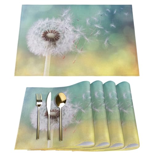 Morning Pusteblume Platzsets Stoff Tischmatten 4er Set Pusteblume Druck Platzset für Küche Esstisch Zuhause Waschbar Rutschfest Wärme Tischset Morning Pusteblume Platzsets Stoff Tischmatten 4er Set Pusteblume Druck Platzset für Küche Esstisch Zuhause Waschbar Rutschfest Wärme Tischset von TropicalLife
