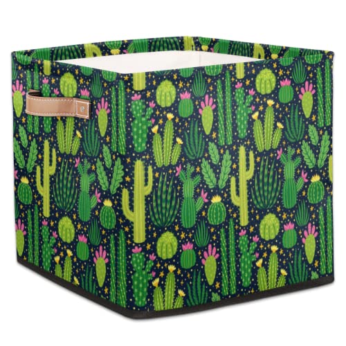 Pflanzen Kaktus Stoff Aufbewahrungswürfel Boxen Faltbarer Aufbewahrungskorb Behälter Organizer Schublade für Zuhause Schlafzimmer Büro Kinderzimmer 33 x 33 x 33 cm von TropicalLife