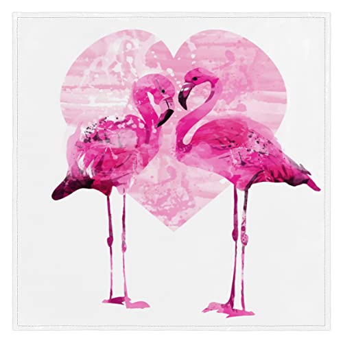 Pink Flamingo Stoffservietten Flamingo Love Heart Waschbar Wiederverwendbare Küche Esstisch Servietten 1er Set 50x50cm von TropicalLife