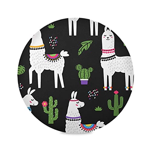 Platzdeckchen mit Kaktus-Alpaka-Tieren; rund, hitzebeständig, rutschfest, 39,1 cm für Küche und Esstisch von TropicalLife