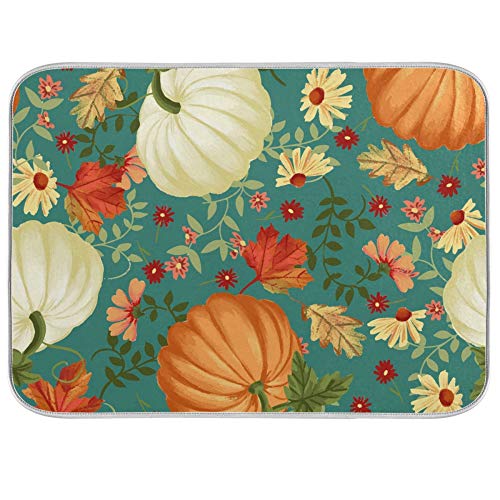 RELEESSS Mikrofaser Abtropfmatte Herbst K¨¹rbis Blume Leicht K¨¹che Multifunktions Schnell Trocknende Matte 40 x 45 cm von TropicalLife