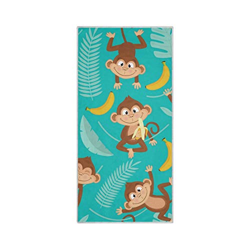 RELEESSS Süße Affe Banane Handtücher, weiche Mikrofaser, schnell trocknendes Handtuch für Zuhause, Badezimmer, Küche, Reisen, Sport, Fitnessstudio, Yoga, Spa, Mehrzweckgebrauch von TropicalLife