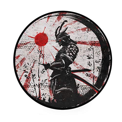 RELEESSS runder Teppich, japanischer Samurai, waschbar, f¨¹r Wohnzimmer, Schlafzimmer, K¨¹che, Zimmer, Heimdekoration RELEESSS runder Teppich, japanischer Samurai, waschbar, f¨¹r Wohnzimmer, Schlafzimmer, K¨¹che, Zimmer, Heimdekoration von TropicalLife