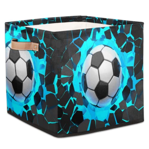 Sport Fu?ball Fu?ball Stoff Aufbewahrungsw¨¹rfel Boxen Faltbare Aufbewahrungskorb Beh?lter Organizer Schublade f¨¹r Zuhause Schlafzimmer B¨¹ro Kinderzimmer 33 x 33 x 33 cm von TropicalLife
