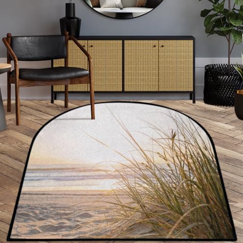 TropicalLife Beach Coast Area Rug Wohnzimmer Teppich 120 x 120 cm Strandteppich Teppiche für Zuhause Schlafzimmer Küche Großer runder rutschfester Boden Fußmatte Teppich von TropicalLife