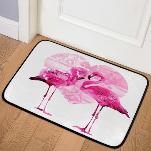 TropicalLife Flamingo-Fußmatte, Teppich, 50,8 x 78,7 cm, Flamingo-Herzbereich, Teppiche für Zimmer, Küche, Zuhause, Bad, Innen- und Außenbereich, rutschfeste Bodenmatte von TropicalLife