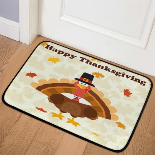 TropicalLife Fußmatte "Happy Thanksgiving", 50,8 x 78,7 cm, Cartoon-Danksagungsbereich, Teppiche für Zimmer, Küche, Zuhause, Bad, Innen- und Außenbereich, rutschfeste Bodenmatte von TropicalLife