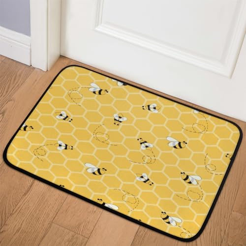 TropicalLife Fußmatte mit Bienen-Motiv, 50,8 x 78,7 cm, Bienen-Honig-Teppiche für Zimmer, Küche, Zuhause, Bad, Innen- und Außenbereich, rutschfeste Bodenmatte von TropicalLife