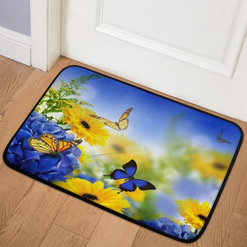 TropicalLife Fußmatte mit Blumen und Schmetterlingen, 60,9 x 91,4 cm, für Zimmer, Küche, Zuhause, Bad, Innen- und Außenbereich, rutschfeste Bodenmatte von TropicalLife