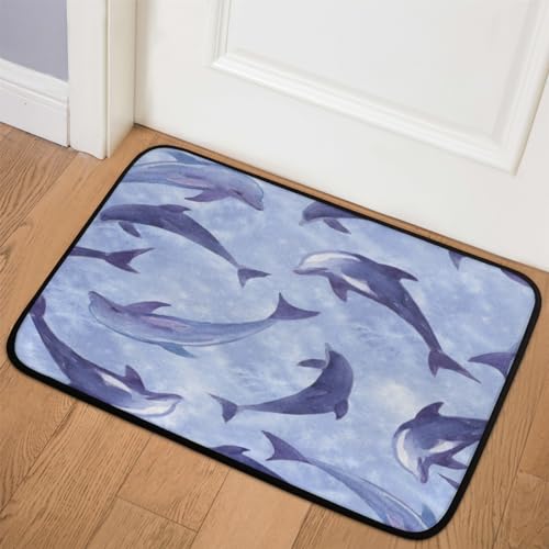 TropicalLife Fußmatte mit Delfin-Motiv, 60,9 x 91,4 cm, Delfin-Teppiche für Zimmer, Küche, Zuhause, Bad, Innen- und Außenbereich, rutschfeste Boden-Fußmatte von TropicalLife