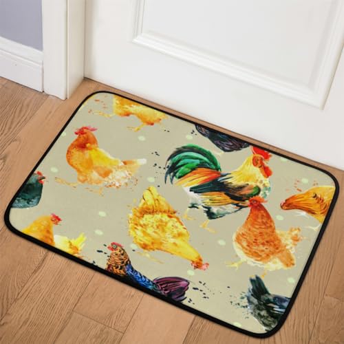 TropicalLife Fußmatte mit Hahn und Huhn, 50,8 x 78,7 cm, Teppich für Zimmer, Küche, Zuhause, Bad, Innen- und Außenbereich, rutschfeste Bodenmatte von TropicalLife