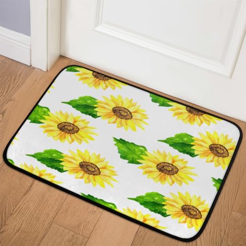 TropicalLife Fußmatte mit Sonnenblumenblättern, 50,8 x 78,7 cm, Sonnenblumenmuster, für Zimmer, Küche, Zuhause, Bad, Innen- und Außenbereich, rutschfeste Bodenmatte von TropicalLife