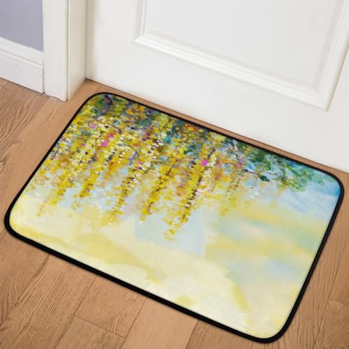 TropicalLife Fußmatte mit abstrakter Glyzinien-Blume, 60,9 x 91,4 cm, Blumenbereich, Teppiche für Zimmer, Küche, Zuhause, Bad, Innen- und Außenbereich, rutschfeste Bodenmatte von TropicalLife