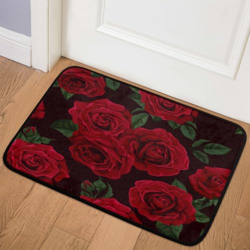 TropicalLife Fußmatte mit roten Rosen, 60,9 x 91,4 cm, Rosen, für Zimmer, Küche, Zuhause, Bad, Innen- und Außenbereich, rutschfeste Bodenmatte von TropicalLife