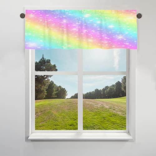 TropicalLife Galaxy Regenbogen Stern Vorhang Volant für Fenster Kleiner Vorhang Halbe Fenster Vorhänge mit Stangentasche für Café Badezimmer Küche Wohnzimmer Dekor, 106x45 cm von TropicalLife