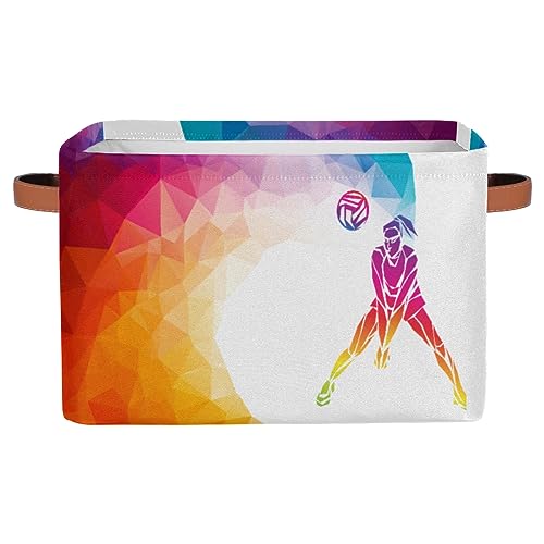 TropicalLife Große Aufbewahrungsbox für Volleyballspieler, 2er-Set, Volleyball-Sport, zusammenklappbar, Stoffkorb, Korb, Schlafzimmer, 26 l, Heimbüro, Kinderzimmer, Organizer für Spielzeug, Kleidung von TropicalLife