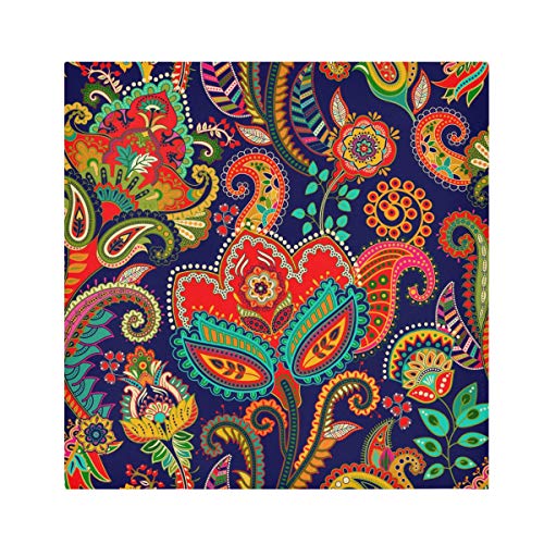 TropicalLife HaJie Servietten Böhmische ethnische Blume Paisley Dinner Serviette Papier Satin Polyester Tuch wiederverwendbare Servietten für Tisch Kinder 50,8 x 50,8 cm, 1 Stück von TropicalLife