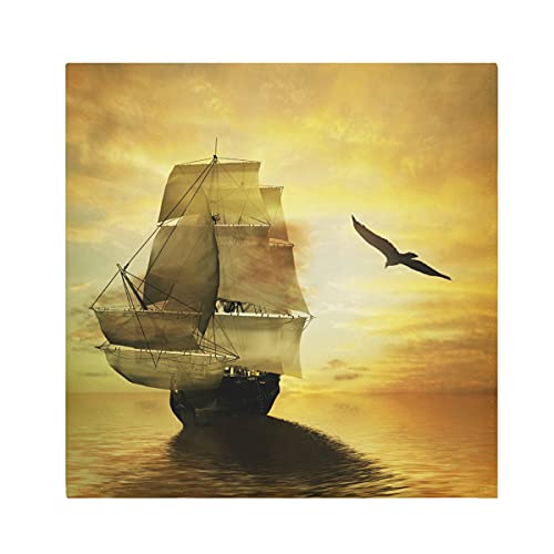 TropicalLife HaJie Servietten Ocean Möwe Vogel Tier Segelboot Schiff Abendessen Serviette Papier Satin Polyester Tuch wiederverwendbare Servietten für Tisch Kinder 50,8 x 50,8 cm, 4 Stück von TropicalLife