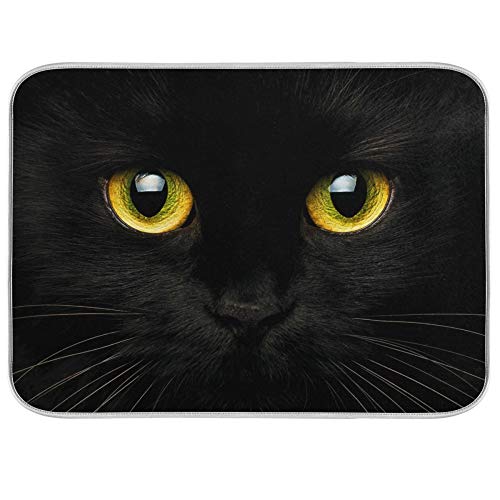 TropicalLife Mikrofaser Abtropfmatte Schwarze Katze Leichte K¨¹che Multifunktion Schnelltrocknende Matte 40x45cm von TropicalLife