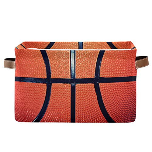 TropicalLife OOWOW Aufbewahrungskorb Korb Basketball Leder Sport Faltbarer Würfel Aufbewahrungsbox Stoff Spielzeug Organizer Box mit Griffen für Kinderzimmer Regal Schrank Schlafzimmer von TropicalLife