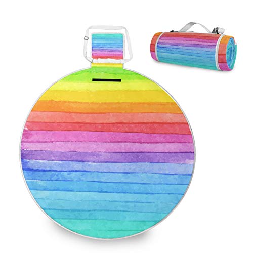 TropicalLife Runde Picknickdecke Regenbogen Faltbar Wasserdicht Indoor Outdoor Teppich Matte für Strand Reisen Camping Wandern Park Aktivitäten von TropicalLife