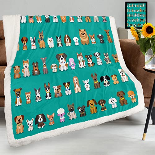 TropicalLife Überwurfdecke mit niedlichem Hunde-Familienmuster, leicht, gemütlich, warm, Flanell-TV-Decken für Schlafzimmer, Bett, Sofa, Couch, 127 x 152 cm von TropicalLife