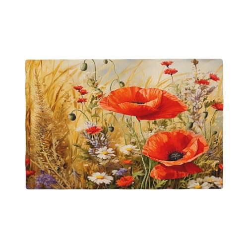 Vintage Poppy Painting Placemat 6 Pack Heat Resistant Double Sided Printed Place Mats Washable Kitchen Table Mats for Restaurant Cafe von TropicalLife