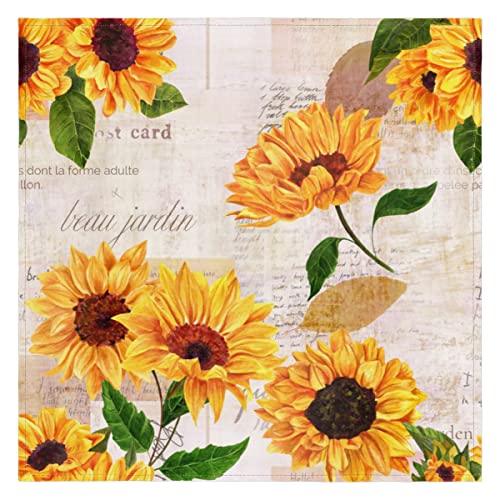 Vintage Sonnenblume Dinner Cloth Napkins Set of 4 Sunflower Soft Cloth Napkins Washable for Party Hochzeit Cocktail Christmas Dinner Tisch von TropicalLife