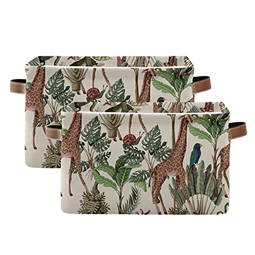 Vintage Tier Giraffe Baum Set von 1 Organizer Aufbewahrungsbox Faltbare Aufbewahrungsbox mit Griffen für Zuhause Kinderzimmer Kleidung von TropicalLife