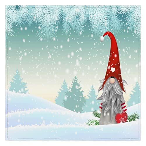 Weihnachten Stoffservietten Weihnachtswichtel Tomte Winter Waschbar Wiederverwendbar Küche Esstisch Servietten 1er Set 50x50cm von TropicalLife