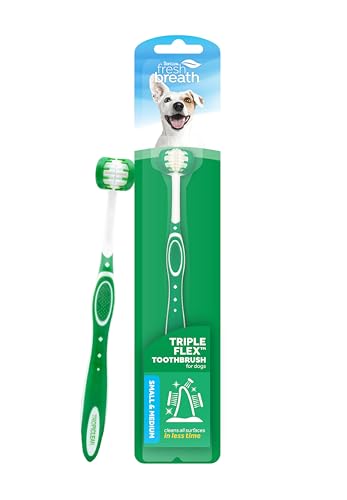 Frischer Atem durch TropiClean Triple Flex Zahnbürste für kleine Hunde - 360 ° Borsten, schnell und einfach zu reinigen - Hilft bei der Entfernung von Plaque und Zahnstein von Tropiclean