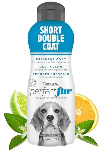 Tropiclean PerfectFur Short Double Coat Shampoo for Dogs, 16oz - Made in USA - Unique Breed Specific Shed Control & Odor Control Formula for Breeds Like Beagles - Naturally Derived Tropiclean PerfectFur Short Double Coat Shampoo for Dogs, 16oz - Made in USA - Unique Breed Specific Shed Control & Odor Control Formula for Breeds Like Beagles - Naturally Derived von Tropiclean