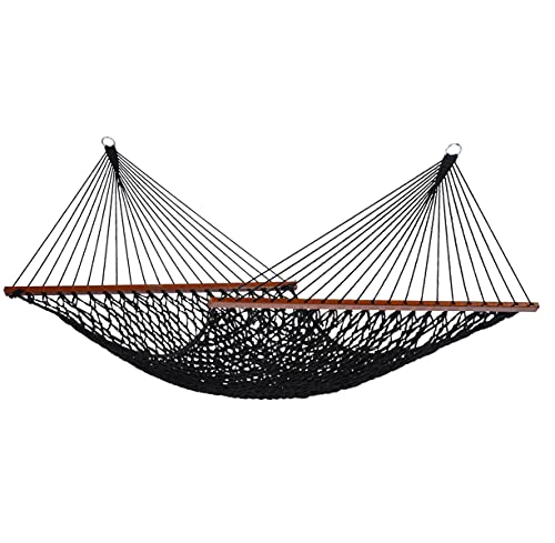 Tropilex Rope Familien-Hängematte in Schwarz mit Spreizstangen - Handgefertigte, geflochtene und wetterbeständige Netz-Hängematte - 210x140 cm, Belastbar bis 200 kg - Perfekt für Garten und Camping Tropilex Rope Familien-Hängematte in Schwarz mit Spreizstangen - Handgefertigte, geflochtene und wetterbeständige Netz-Hängematte - 210x140 cm, Belastbar bis 200 kg - Perfekt für Garten und Camping von Tropilex