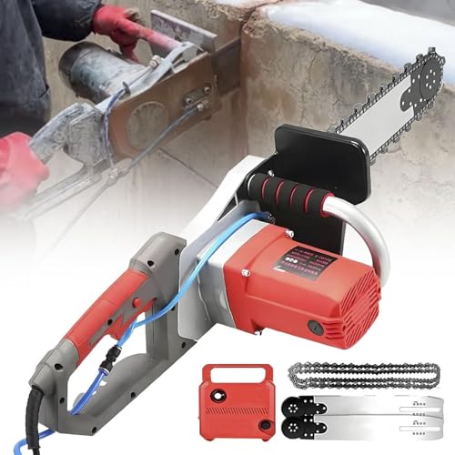 35 cm/48 cm elektrische Betonkettensäge mit Wasserpumpe, handgeführte Kettensägen-Wandschneidemaschine mit 2 Ketten/2 Führungsschienen, for Granit/Beton/Marmor(DEPTH 35CM) von Troqullium