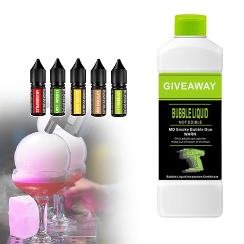 Troqullium Cocktail Smoker Flavor Blaster, 5 x 10 ml Öl & 300 ml Seifenblasenflüssigkeit for Smoke Bubble Gun, Rauchaufguss for Cocktails und Getränke Troqullium Cocktail Smoker Flavor Blaster, 5 x 10 ml Öl & 300 ml Seifenblasenflüssigkeit for Smoke Bubble Gun, Rauchaufguss for Cocktails und Getränke von Troqullium