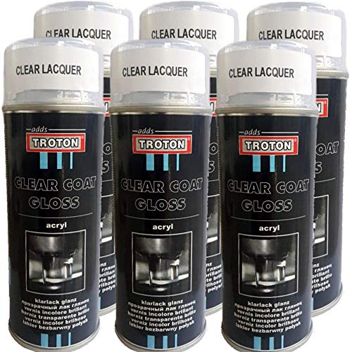 Troton Klarlack Spray 400ml GLANZ SPRÜHLACK Lackspray CLEAR COAT Autolack 1K GLÄNZEND SPRAYDOSE GLOSS (6) von Troton