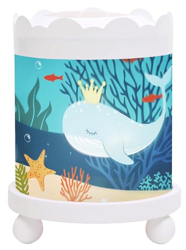 Trousselier - Ozean - Nachtlicht - Magisches Karussell - Ideales Geburtsgeschenk - Farbe Holz weiß - animierte Bilder - beruhigendes Licht - Glühbirne 12V 10W inklusive - Europäischer Stecker, multicolor, normal, 43M42W 12V von Trousselier