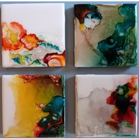 Abstrakt, Alkohol Tinte, Harz-Untersetzer Abstrakt, Alkohol Tinte, Harz-Untersetzer von TrouvailleBySarah