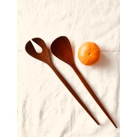 Vintage Teak Salatbesteck Set Holz Schlank Mcm Mod Groovy Retro Lang von TrouvebyStacey