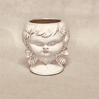 Vintage Vase Mädchenkopf Tête Keramik Weiß Boho Ethereal Cute Cottagecore von TrouvebyStacey