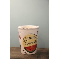 Enjoy Summer Mug, Einzigartige Tasse, Bürotasse, Benutzerdefinierte Strandhaus Sommerhaus Geschenk, Wassermelone, Handgemachte Keramik von TroyGiftShop