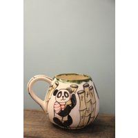 Panda Tasse, Keramik Tasse Handarbeit, Geschenk Zur Geburt, Einzigartige Handbemalte Tierbecher, Keramikbecher, Gemütliche Kaffeetasse von TroyGiftShop