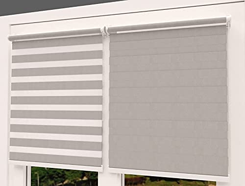 TROYAHOME® Doppelrollo Klemmfix Ohne Bohren Duo Rollo Fenster Rollo Easyfix (Grau, 60 x 150 cm (Stoffbreite 57 cm) von Troyahome