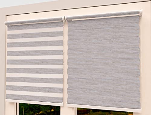 TROYAHOME® Doppelrollo Klemmfix Ohne Bohren Duo Rollo Fenster Rollo Easyfix (Natur, 100 x 150 cm (Stoffbreite 97 cm) von Troyahome