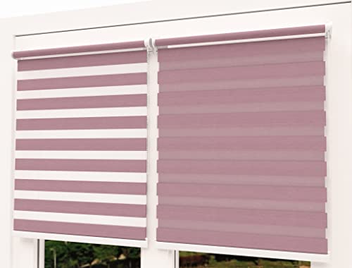 TROYAHOME® Doppelrollo Klemmfix Ohne Bohren Duo Rollo Fenster Rollo Easyfix (Rosa Puder, 100 x 150 cm (Stoffbreite 97 cm) von Troyahome