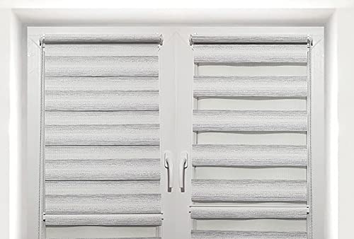 TROYAHOME® Doppelrollo Klemmfix Ohne Bohren Duo Rollo Fenster Rollo Easyfix (Silber Grau, 105 x 150 cm (Stoffbreite 102 cm) von Troyahome