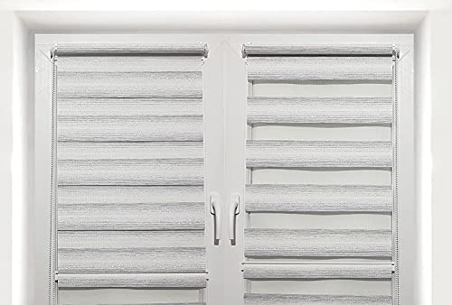 TROYAHOME® Doppelrollo Klemmfix Ohne Bohren Duo Rollo Fenster Rollo Easyfix (Silber Grau, 60 x 150 cm (Stoffbreite 57 cm) von Troyahome