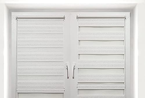 TROYAHOME® Doppelrollo Klemmfix Ohne Bohren Duo Rollo Fenster Rollo Easyfix (Silber Weiß, 70 x 150 cm (Stoffbreite 67 cm) von Troyahome
