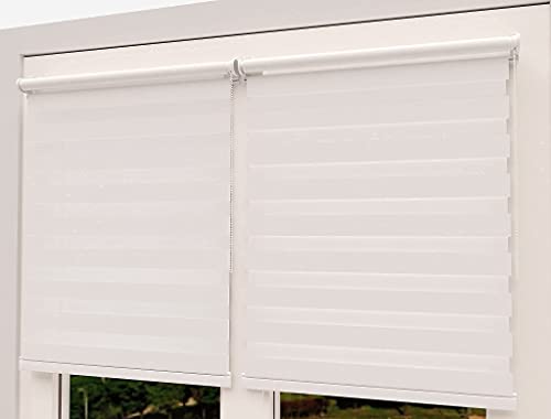 TROYAHOME® Doppelrollo Klemmfix Ohne Bohren Duo Rollo Fenster Rollo Easyfix (Weiß, 40 x 200 cm (Stoffbreite 37 cm) von Troyahome